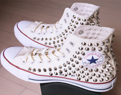 Pre-owned Converse Genuine  All-star With Studs Sneakers Sheos Beige