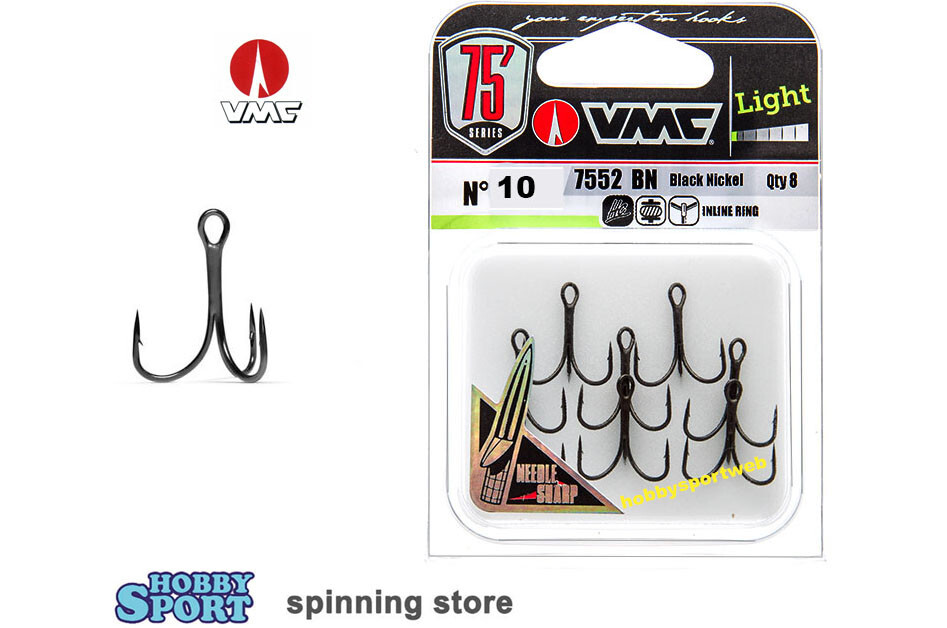 ANCORETTE VMC 7552 BN  SIZE  10 LIGHT  BLACK NICKEL  CONF 8 PZ SPINNING FIUME
