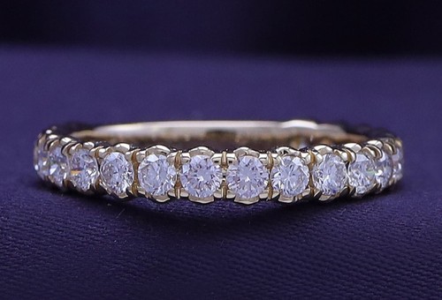 1.00 Ct Eternity Band Ring Round Cut Lab Grown Diamond 14K Yellow Gold