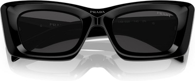 Pre-owned Prada Pr 13zs 1ab5s0 50mm Black Dark Grey Women's Cat Eye Sunglasses In Gray