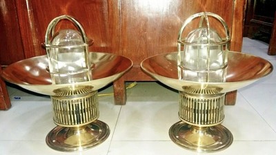 New Nautical Marine Solid Brass Bulkhead Ceiling Mount Ship Light with Shade 2PS