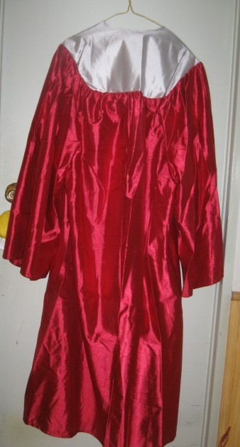 Graduation Cap and Gown Red and White size 5'9