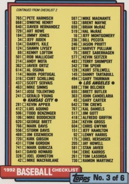 1992 Topps - Checklist No. 3 of 6 #366 for sale online | eBay