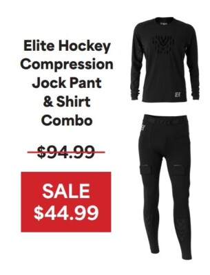 New Elite Compression Pant & Shirt Combo hockey jock junior Large JR pants top