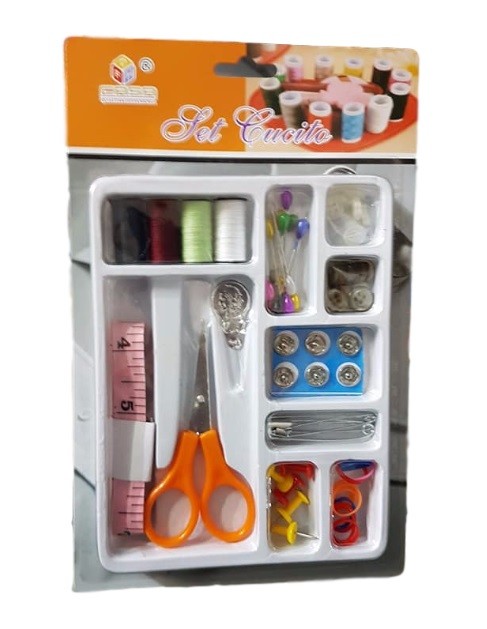 Set Kit Cucito Sartoria Sarto Forbici Metro Cotone Bottoni Spilli Spille dfh