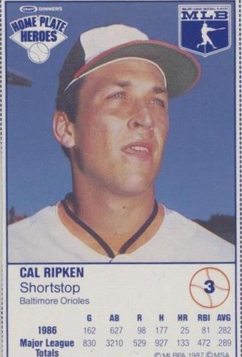 1987 Kraft Home Plate Heroes - Cal Ripken #3