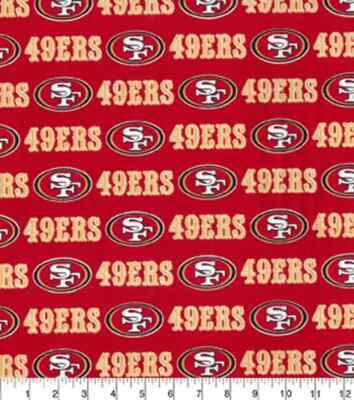 NFL SAN FRANCISCO 49ERS RED  100% COTTON FABRIC  FAT QUARTER   18X28 INCHES
