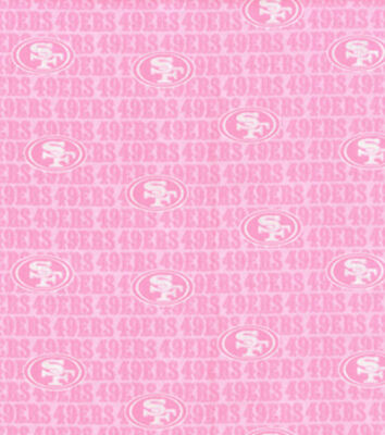NFL LICENSED SAN FRANCISCO 49ERS AO PINK PRINT COTTON - FABRIC YOU CHOOSE SIZE