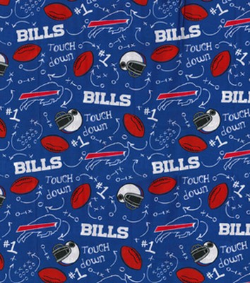 NFL LICENSED BUFFALO BILLS PLAY CALL PRINT COTTON - FABRIC YOU CHOOSE SIZE