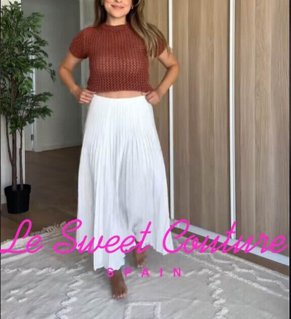 MASSIMO DUTTI NWT SS24 WHITE Flared pleated skirt MIDI 5299