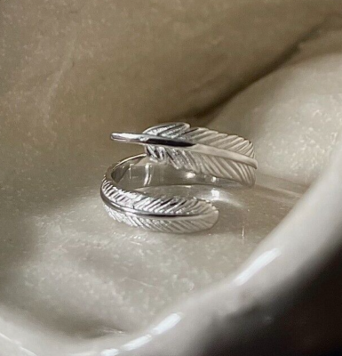 Sterling Silver Feather Ring 925 Solid Silver
