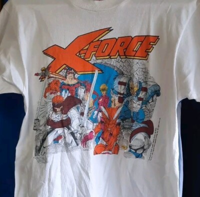 Vintage Marvel 1991 X Force T Shirt Size M Rob Liefeld Art Fruit of the Loom 