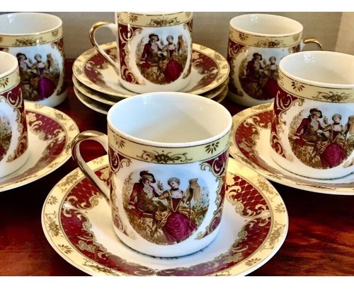 U.S.A Import Cosmos Japan Lusterware Victorian Coffee Set 6