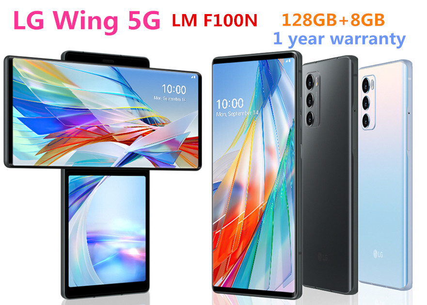 【訳アリ中古】LG WING LM-F100N グレー 本体 韓国版 スマホ 中古☆韓国版SIMフリー LG Wing 128GB 5G デュアルスクリーン