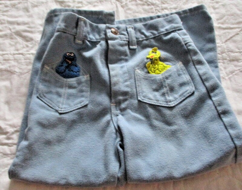1970'S Vintage Original Boy's Sesame Street Bell Bottom Jeans Size 5