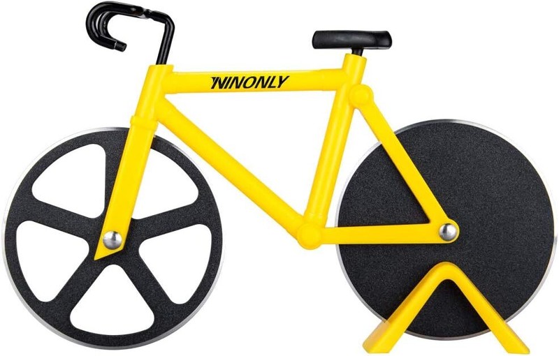 Bicycle Pizza Cutter with Dual Stainless Steel Cutting Wheels  Kitchen Gadget