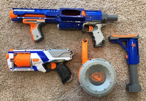 NERF N-Strike Raider CS-35 With Drum, Tailstock + Elite StrongArm Dart Blasters
