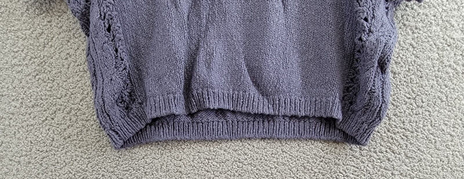 Splendid Mason Mixed Knit Ribbed Hem Sweater Women's XS Ash Navy Short Sleeve - Picture 4 of 16