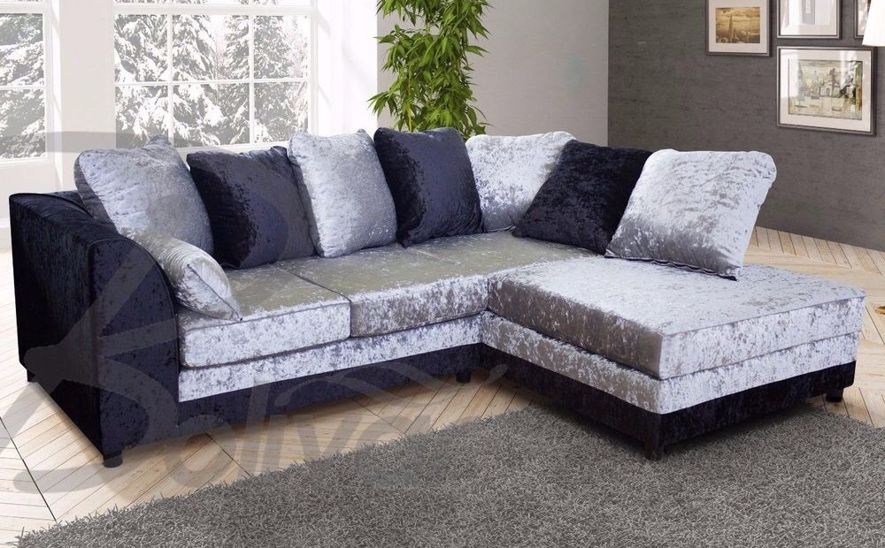 new Dylan black silver crushed velvet corner sofa in Dartford, Kent