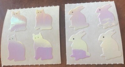 Vintage 80 s White Pearly Lot Of 2 Modules Cats & Rabbits