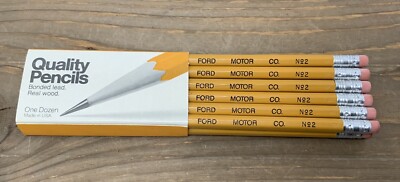 Vintage Ford Motor Company No 2 Pencils 1 Dozen NOS New Old Stock Real Wood USA