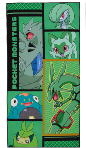 Выбор цвета банного полотенца Pokemon BANPREST Premium зеленый Rayquaza Tyranitar