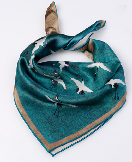 100% Silk Satin 20" Small Square Scarf Women neckerchief Wrap blue brown MY1