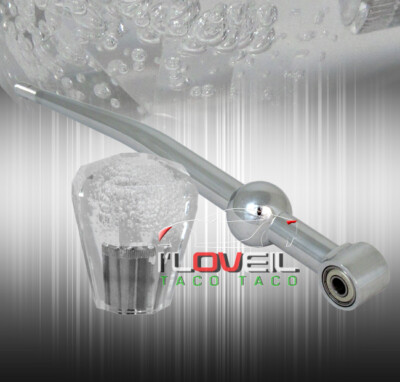 Civic Integra Crystal Diamond Clear Bubble Shift Knob 60mm + Short Shifter Chr