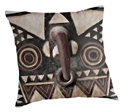 RECTANGULAR THROW PILLOW 12x17 ~ Exclusive African Bobo Bwa Hawk Mask Design