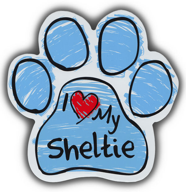 Scribble Paw Dog Magnets: I LOVE MY SHELTIE | Cars, Trucks, Refrigerators