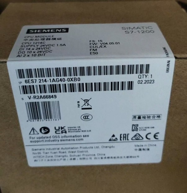 SIEMENS 6ES7 214-1AG40-0XB0 6ES7214-1AG40-0XB0 S7-1200 CPU 1214C CPU Module