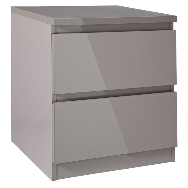 Home Jenson 2 Drawer Bedside Table Grey Gloss in Coventry, West