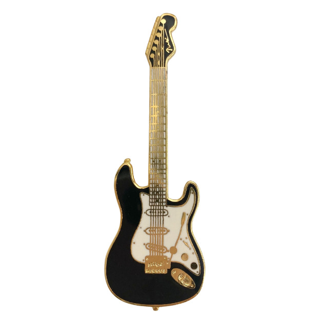 Pin Fender Stratocaster Black W White Pickguard Pin Harmony