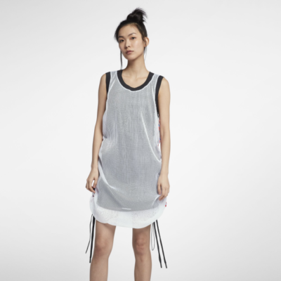 

NIKE Lab NIKElab x RT Riccardo Tisci Белое полупрозрачное сетчатое платье в полоску, Multicolor
