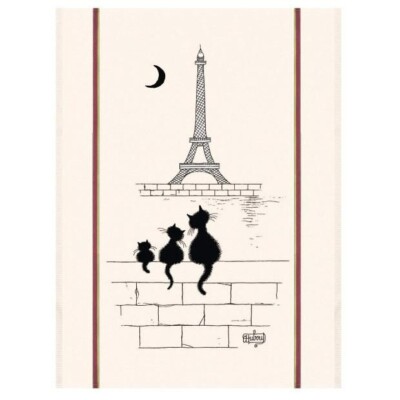 TORCHONS & BOUCHONS, DUBOUT, PARIS CATS AT EIFFEL TOWER, FRENCH KITCHEN TOWEL