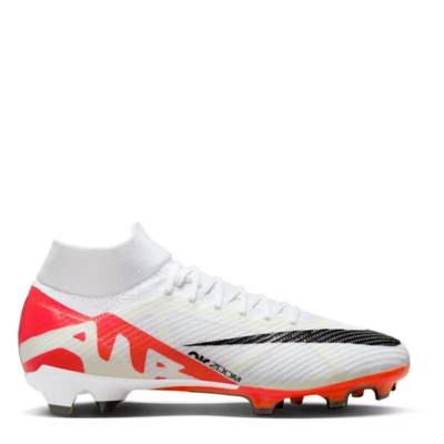 NIKE Mens White Red Mercurial Superfly Pro DF FG Football Boots