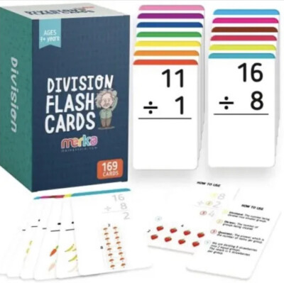 Flash Cards Set of 169 Numbers Games for Kids Math Manipulatives Division 