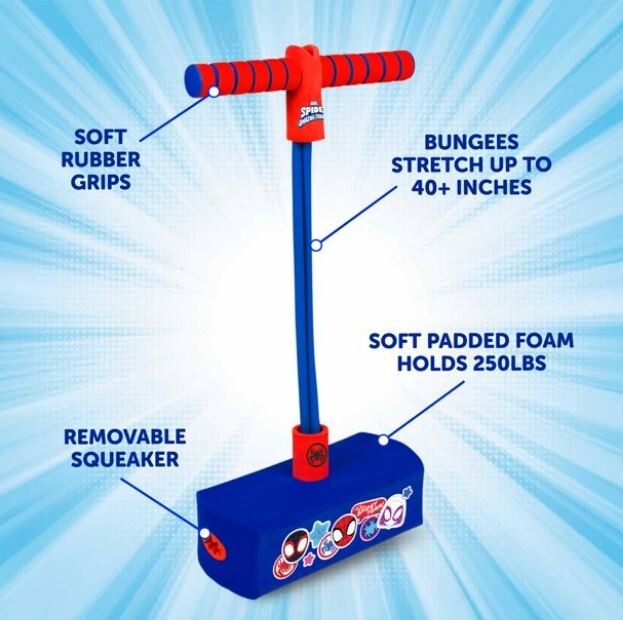 Marvel Spidey Spiderman Pogo Hopper Squeaks Hopping Fun Foam Pogo Stic
