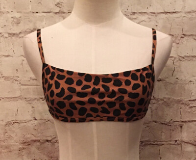 Blue Life ARIA Bikini Top Spotted Cheetah Print Brown Black - Size Small 