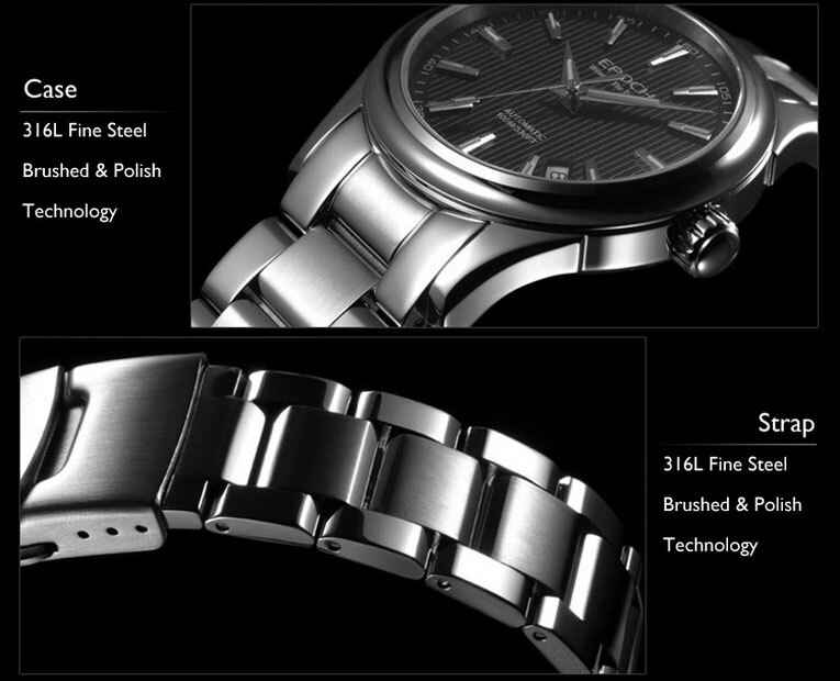 Pre-owned Epoch Men Automatic Watch Luxury Mechanical Wristwatch Luminous 10atm St2130