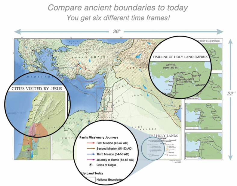 Giant Holy Land Map Poster – Past and Present JESUS BIBLE