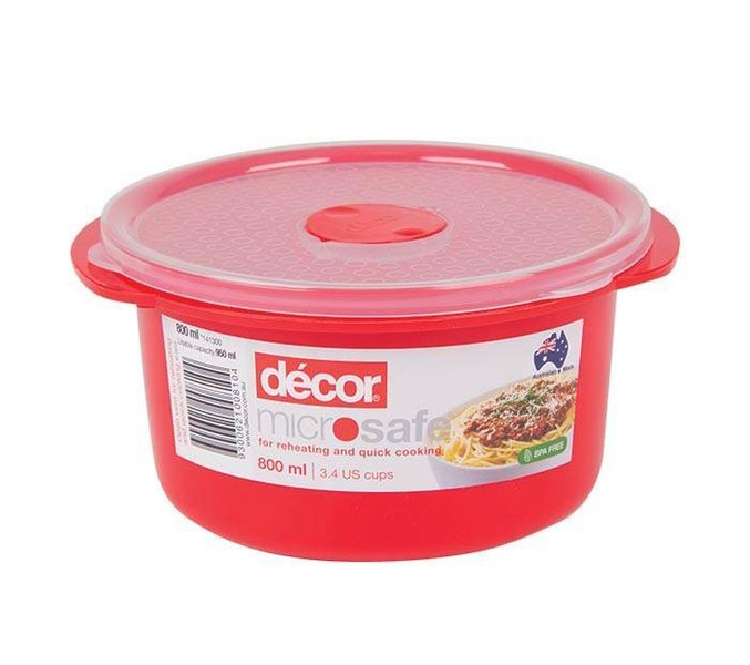 Decor Microsafe Round Re Heatable Food Storage Container 800ml