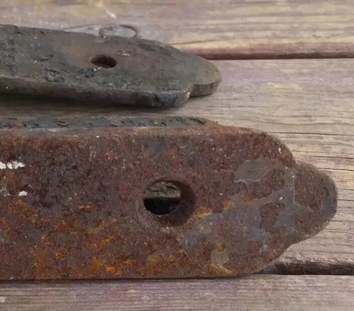 Antique Barn Gate Door Strap 3 Club End Hinges Wrought Iron 15” Blacksmith Maine