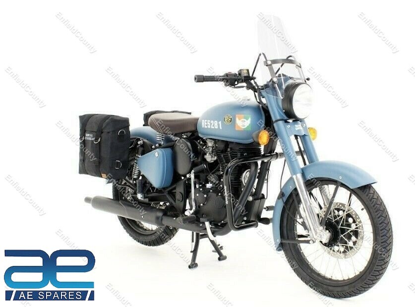 For Royal Enfield Classic 350 500 Military Pannier Set With Black Bags & Fitting 