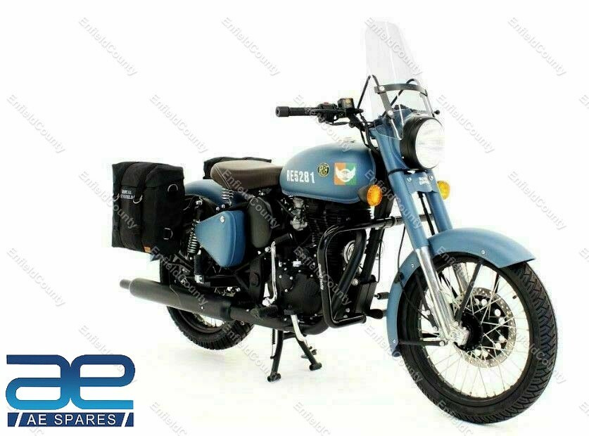 For Royal Enfield Classic 350cc 500cc Black Military Pannier Bags 