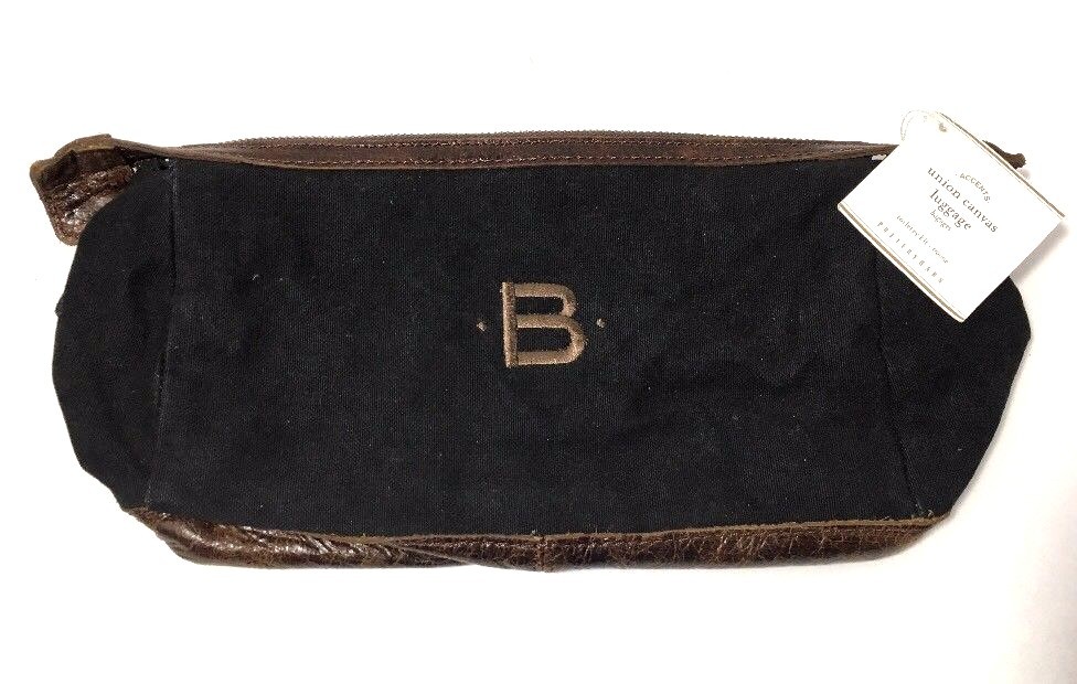Pottery Barn Union Recycled Canvas Toiletry Case Black Monogram B