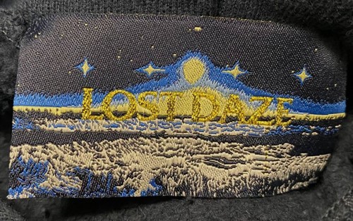 Pre-owned Lost Daze $750  Men's Black Cotton Spiral Graphic Pullover Hoodie Sweater Size L