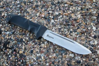 Kizlyar Dominus Fixed Knife 6'' AUS-8 Stainless Steel Blade Black Rubber Handle
