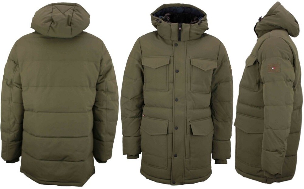 Pre-owned Tommy Hilfiger Herren Jacke Utility Parka Grün Unifarben Mw0mw27703 Rbn Khaki