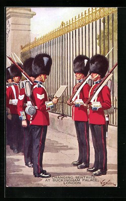 Künstler-AK London, Changing Sentries at Buckingham Palace, Garde 
